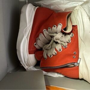 Rick Owens Red and White Sneakers